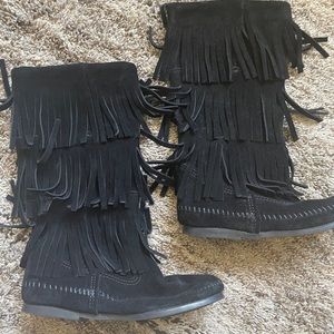 Black Fringe Boots